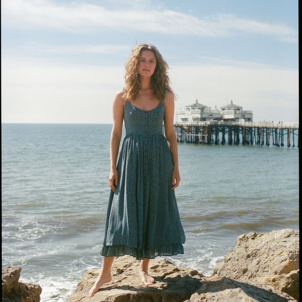 Christy Dawn The Nicks Midi Dress in Blue Jasmine, Size XS
